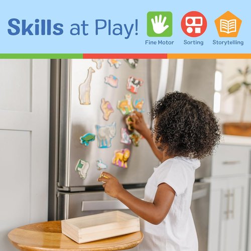 Melissa & Doug Wooden Animal Magnets Set - 20 Farm, Zoo & Pet Fridge Magnets for Kids Ages 2+ | Montessori Learning Toys