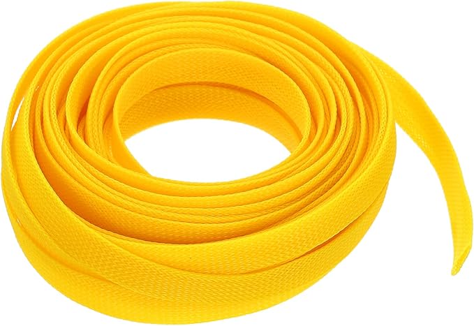 uxcell PET Expandable Sleeving 25ft 1/2" Yellow Cable Management Sleeve Cord Organizer for Wrap Protect Cable