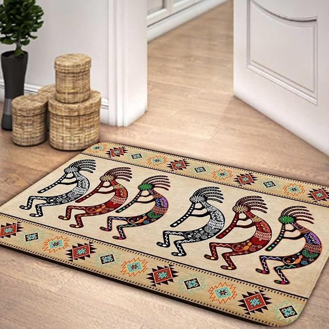 DYNH Southwest Bathroom Rugs, Native American Aztec Bath Mat, Southwestern Navajo Abstract Retro Tribal Geometric Boho Bathroom Mat Bath Rugs,19X31IN