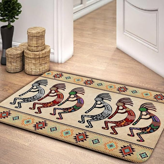 DYNH Southwest Bathroom Rugs, Native American Aztec Bath Mat, Southwestern Navajo Abstract Retro Tribal Geometric Boho Bathroom Mat Bath Rugs,19X31IN
