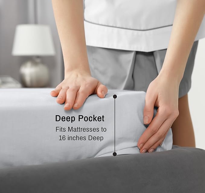 RUVANTI 100% Cotton Twin XL Sheet Sets, 3 Pieces, Soft & Breathable Percale Weave Bedding, Deep Pocket 16", Hotel Standard, Crisp Cool Feel, Durable, Perfect Size Dyed Sheets, Quiet Gray