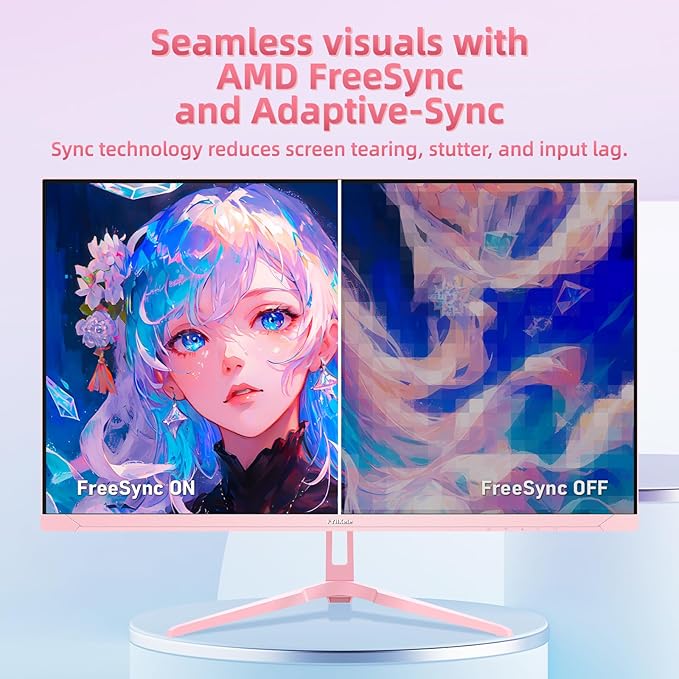 24 inch 200Hz Gaming Monitor, FHD 1080P Fast IPS PC Gaming Monitor, 1ms, freesync, 99% sRGB, USB/DisplayPort/HDMI/Eye Care/VESA Mountable-Pink