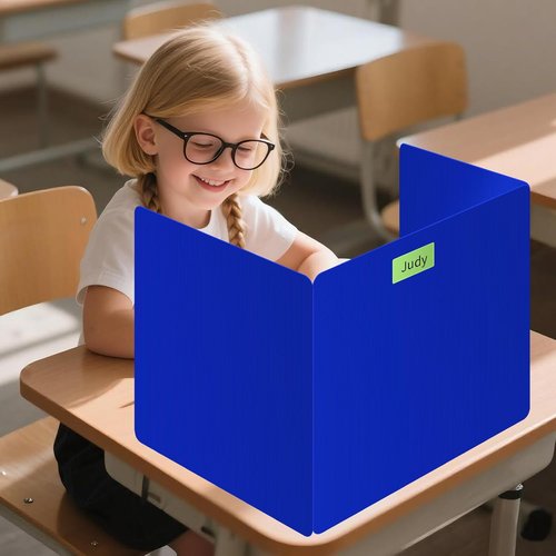 Skiennix 6-Pack Blue Desk Dividers - Durable Waterproof Privacy Shields for Students | Classroom Supplies