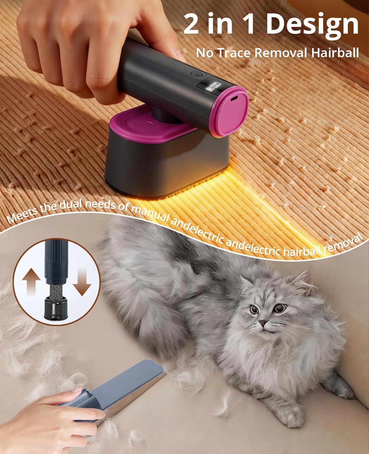 Skiennix Fabric Shaver - 2-in-1 Rechargeable Lint Remover with LED Display & Dual Heads | 6-Leaf Blades
