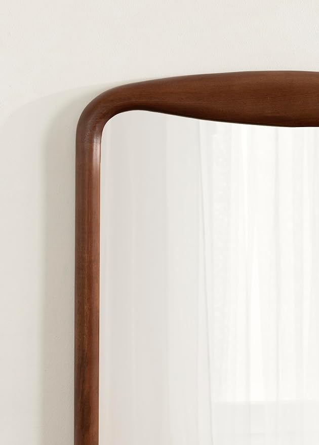 Kate and Laurel Hera Modern Rounded Rectangle Wall Mirror, 24 x 36, Walnut Brown, Decorative Mid-Century Rectangular Wall Decor for Use as Bathroom Mirror for Over Sink or Entryway Decor Piece