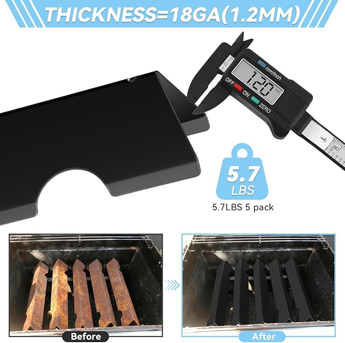 17" Flavorizer Bars for Weber Genesis II Grill Parts GS4 Genesis II/II LX 300 Series Genesis II E-310 E-315 E-335 LX E-340 Replacements for 66795 Porcelain Enameled Steel Flavor Bars, 5 Pack