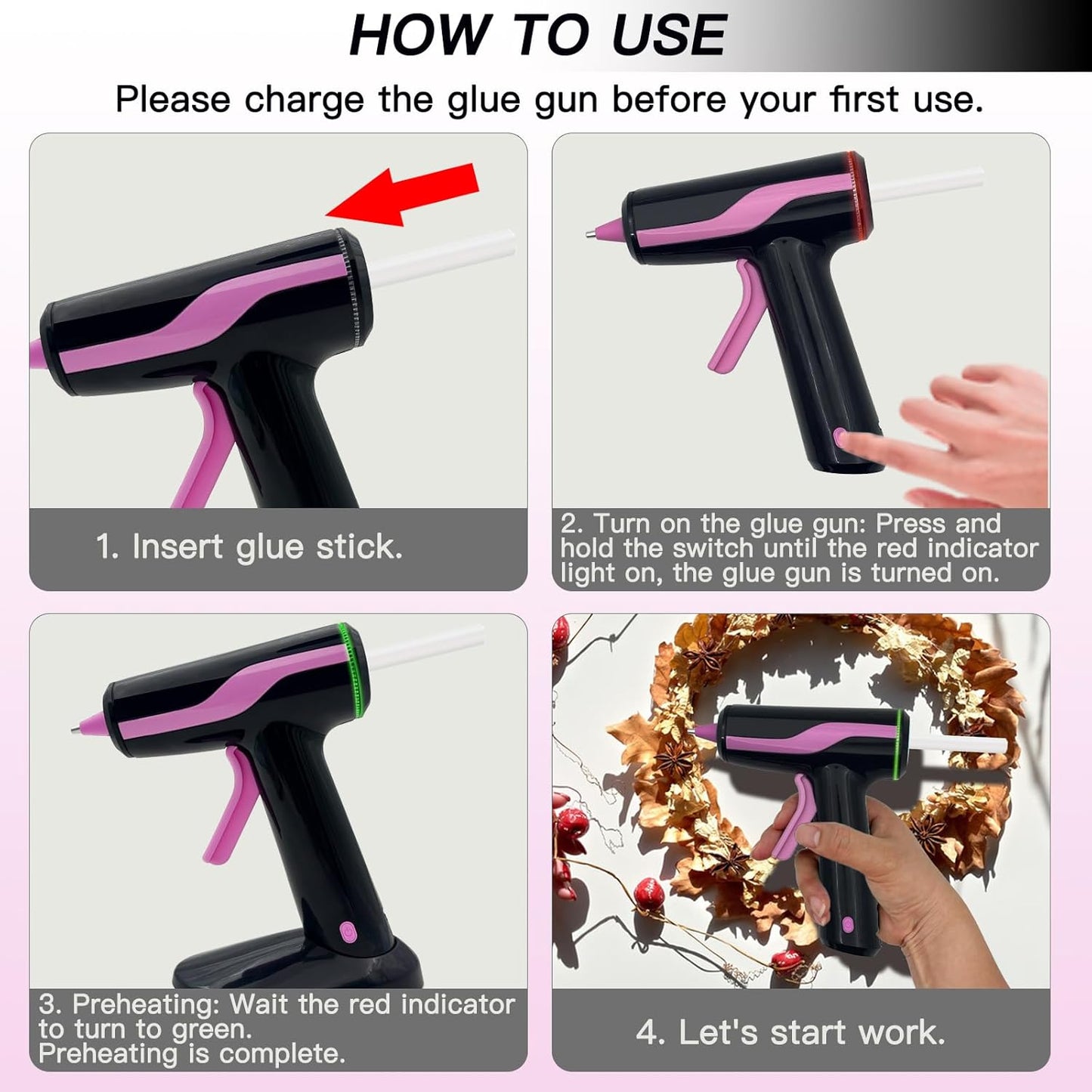 Skiennix Cordless Hot Glue Gun - Rechargeable 2Ah Battery with 30 Premium Glue Sticks & Carry Case