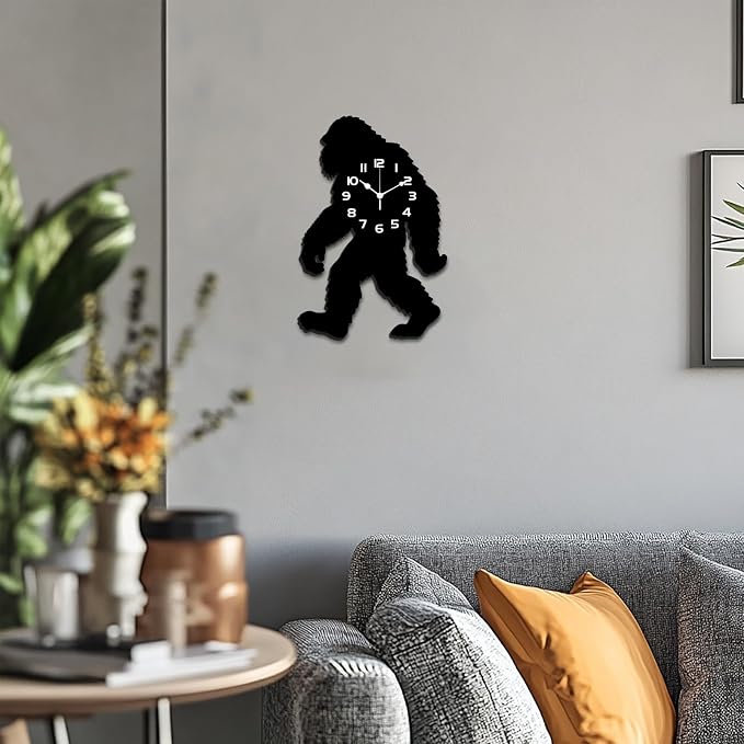 Wild Man Wall Clock Irregular Shape Decorative Wall Clock Man Non-Ticking Clock for Home Office Decoration, 16.14×12.12 inch
