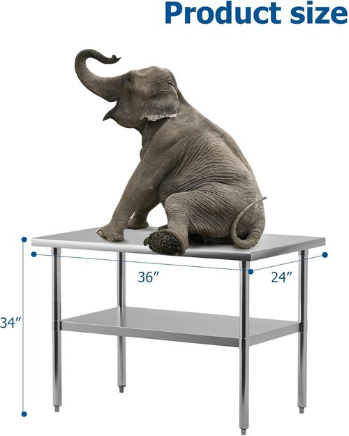 KYBOLT Stainless Steel Work Table - NSF Certified Heavy Duty Kitchen Prep Table | 24" x 36" with Undershelf
