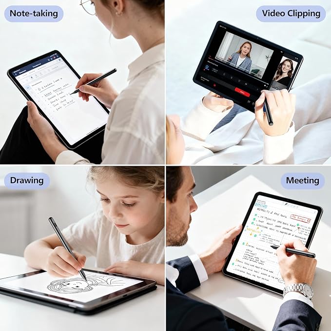 Stylus Pen 2X Fast Charge Active Pencil Compatible with 2018-2025 Apple iPad Pro 11"/12.9"/M4, iPad Air 3/4/5/M2/M3, iPad 6-11, iPad mini 5/6 Gen-Black