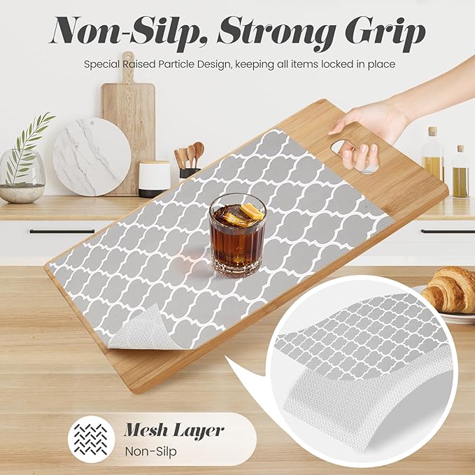 Drawer Shelf Liner for Kitchen Cabinets, Non Adhesive Slip Resistant Shelf Paper Easy to Clean, Strong Grip Thickened Waterproof Washable Mats for Pantry Shelves Cupboard Dresser, 24 in x 20 FT
