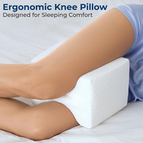 5 Stars United Knee Pillow for Side Sleepers - Memory Foam Cushion for Hip Pain Relief | White
