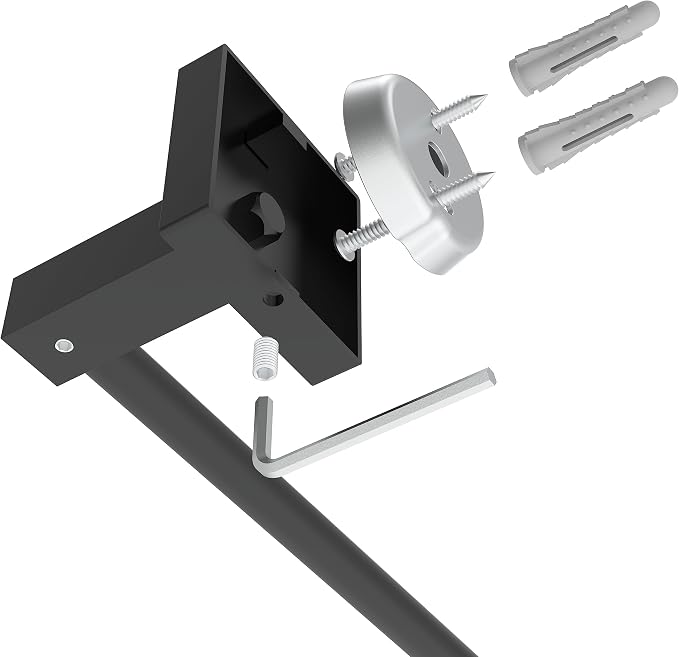 Ruacq Hand Towel Holder Towel Ring Black Center to Center 10inch Towel Bars Square Matte Black Bathroom Stainless Steel and Zinc Alloy Modern Wall Mounted Total Length 12 inch
