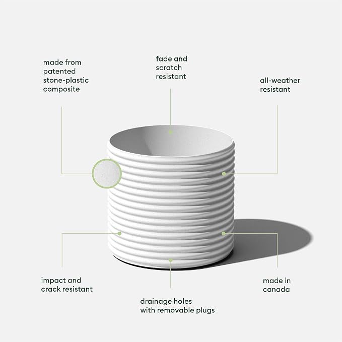 Veradek Mod Series 13" Short Planter for Patio & Backyard | Durable Plastic-Stone Material | Modern Décor for Plants & Flowers