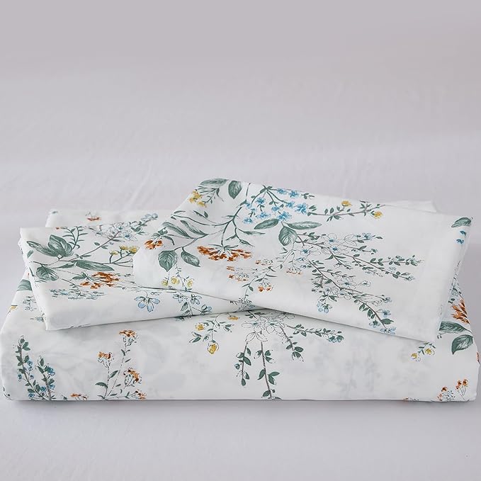 100% Cotton Duvet Cover Sets King Size Garden Chic Floral Duvet Cover with Zipper Closure Botanical Coquette Bedding Set Ultra Soft & Breathable