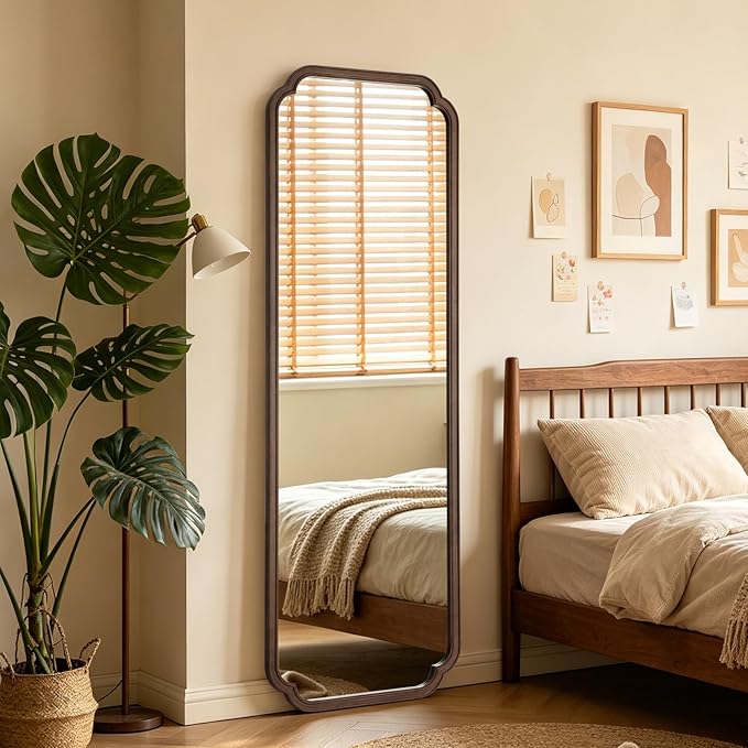 WallBeyond Full Length Mirror Wall Mounted 71"x24", Rustic Wooden Frame Floor Mirror, Large Full Body Mirror for Bedroom, Leaning or Hanging Against Wall (Walnut Solid Wood)
