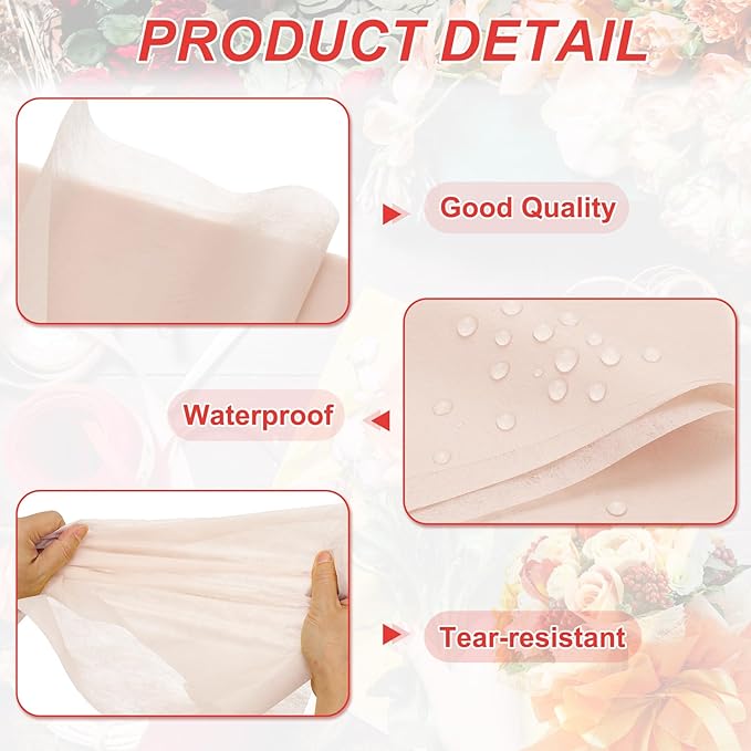 PATIKIL Flower Wrapping Paper 29.5 Ft x 22.8 Inch, Cotton Wrapping Flower Paper Tissue Paper for Flower Bouquet Gift Wrapping Valentine's Day Graduation Gift Floral Wrap, Cherry Pink