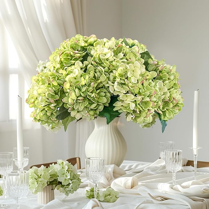 10PCS Faux Hydrangea Flower Hydrangea Artificial Flowers Hydrangea Bouquet Faux Flower Table Centerpieces for Home Wedding Bridal Bouquet Office Party DIY Floral Decor