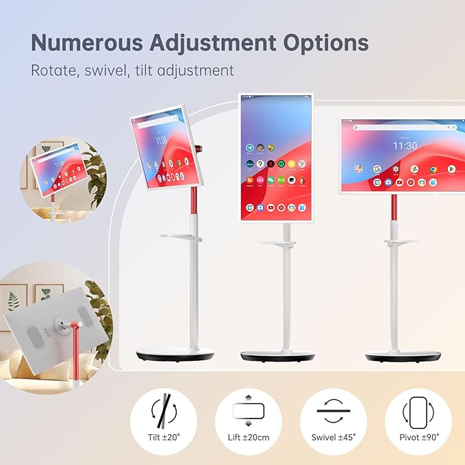 KTC 32 Inch MegPad 4K Touchscreen Smart Portable TV Monitor with Android 13 Google EDLA-Certified, 9500mAh Built-in Battery Mobile Screen on Wheels, Wireless Remote Control, 8+128GB Octa-coreCPU