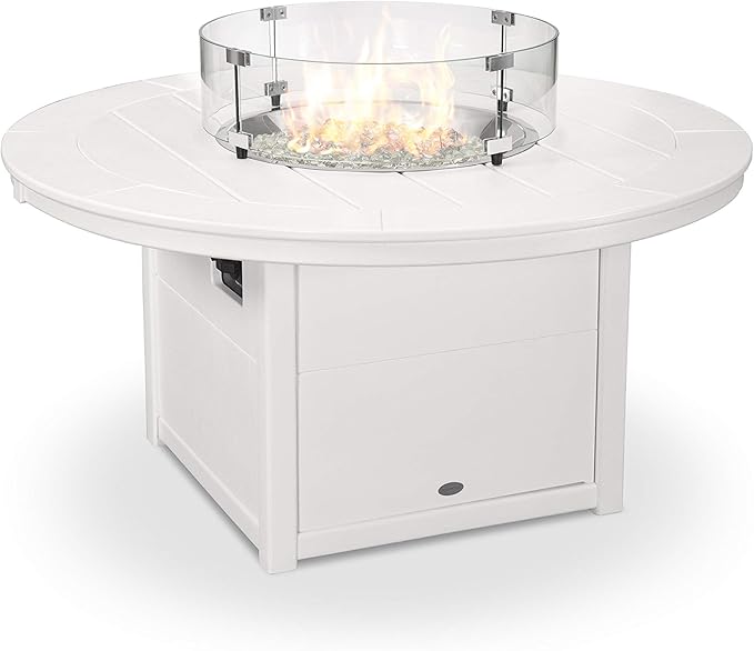POLYWOOD® Round 48" Fire Pit Table in White
