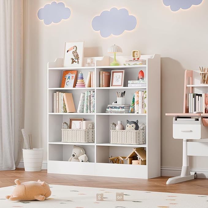 Cozy Castle Toy Storage Organizer, 5 Tier Kids Bookshelf, 10 Cube Toddler Bookcase Storage Cabinet for Playroom, Kids Room, Living Room, Nursery, Cubby, Kindergarten (White)