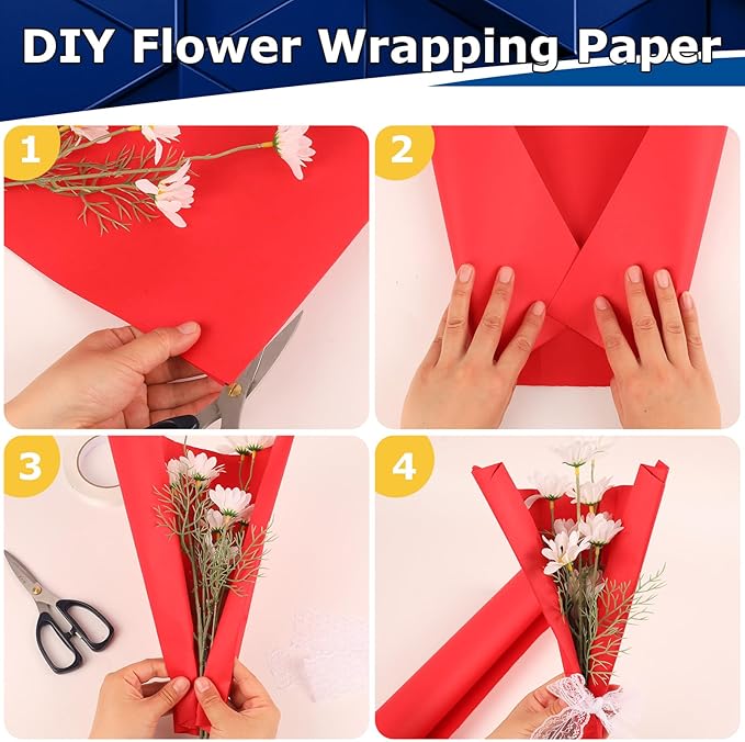 Vanhench 24"x1500" (125') Red Wrapping Paper, Solid Color Art Kraft Craft Paper for Mother's Day Gifts Bouquet Flower Crafts Packing Poster, Red Poster Bulletin Board Paper