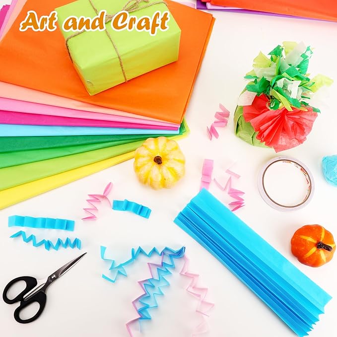 400 PCS Tissue Paper, 20 Colors 14" X 20" Tissue Papers Bulk for Packaging, Colored Tissue Paper for Gift Bags Crafts Birthday Party Flower Decoration