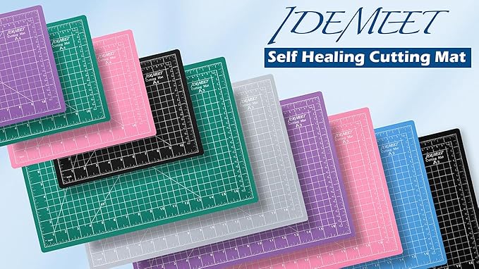 Density-upgraded 18"x12" Self Healing Cutting Mat, Idemeet Rotary Sewing Mat for Crafts, 5-Ply Blade Table Protector Cut Board for Fabric Leather Cutting Quilting Modeling Hobby Project, A3, Blue