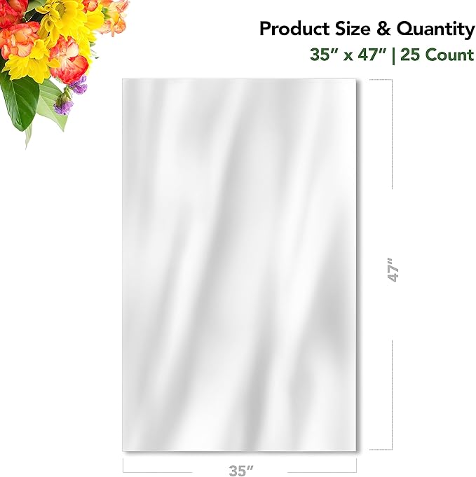 Extra Large Cellophane Gift Bags 35 x 47 Inch (25 Pack) — Clear Basket Wrap Bags for Gift Baskets, Holiday Packaging, Party Favors, DIY Gifts (Ribbon & Basket Not Included)