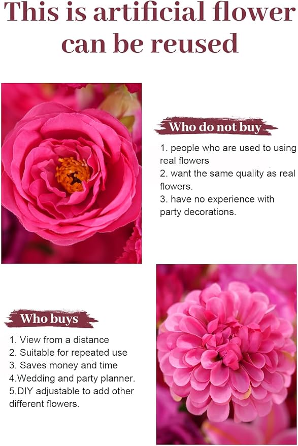 2pcs 19inch Hot Pink Free Standing Flowers Ball Bouquet Artificial Rose Arrangements Balls for Wedding Centerpieces Tables Chair Aisle Runner Flowers Decoration