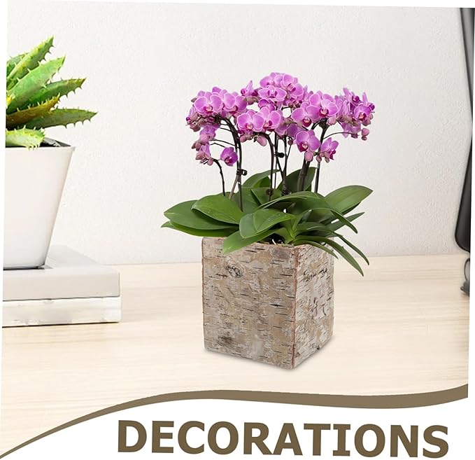 Birch Bark Succulent Planter Box Natural Wooden Flower Pot with Ventilation Vintage Rustic Vase for Home Office Patio Balcony Decor DIY Holiday Craft Container