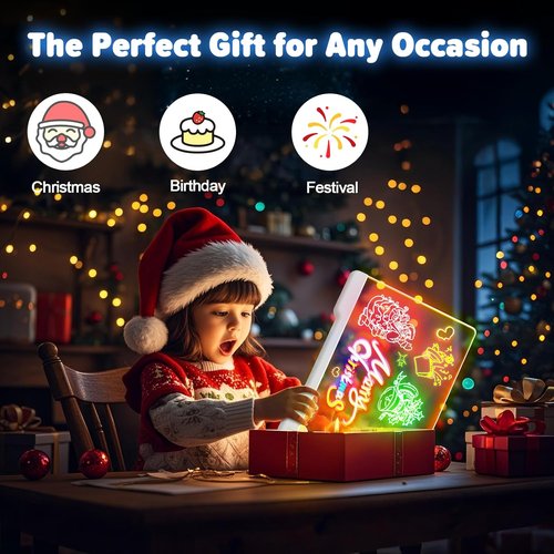 Skiennix 16-Inch LED Drawing Board - 9-Color Light Modes & Built-In Stand | Glow Pad for Kids & Teens with Markers & Tracing Book