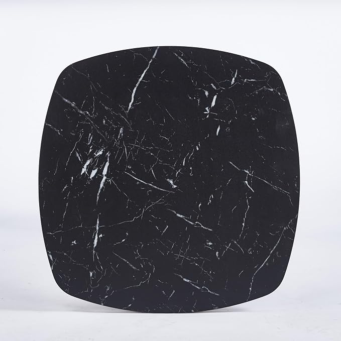 Square Tulip Dining Table 24 Inch for 2-4 People, Small Round Kitchen Table with Black MDF Top and Golden Metal Pedestal Base, Modern Bistro Table for Apartment Cafe Office Living Room