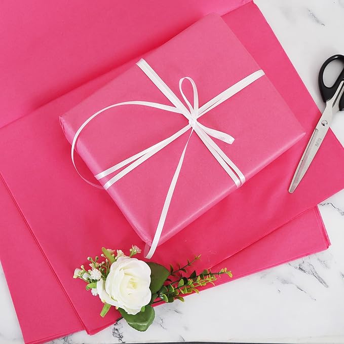 BEISHIDA 100 Sheets Hot Pink Tissue Paper Bulk, Wrapping Tissue Paper for Gift Bags, 14 x 20 Inch Gift Wrap for Birthday Wedding Graduation DIY Crafts Holiday Flowers