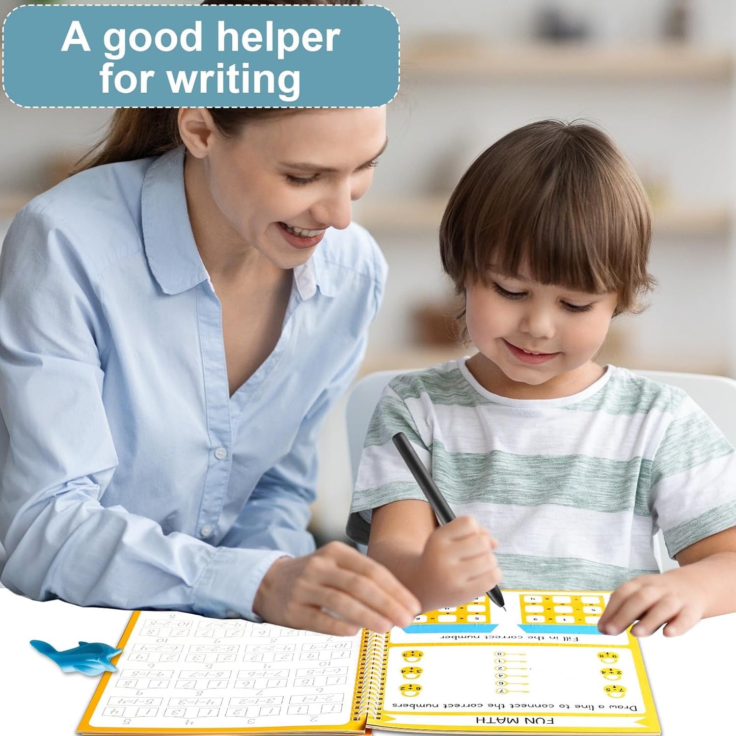 Skiennix Magic Grooved Writing Practice Copybook - 6 Pieces with Disappearing Ink Pens | Reusable Handwriting Workbook for Kids