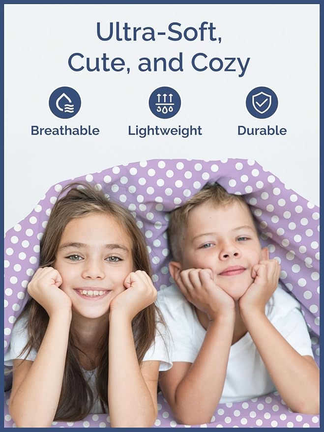 Kids Purple Dots Twin 3 Piece Sheet Set - Boys, Girls, Teens, Toddler - Easy Fit Deep Pockets - Breathable, Hotel Quality Kids Sheets - Machine Washable - Wrinkle Free - Cute, Cozy, Soft - CGK Linens