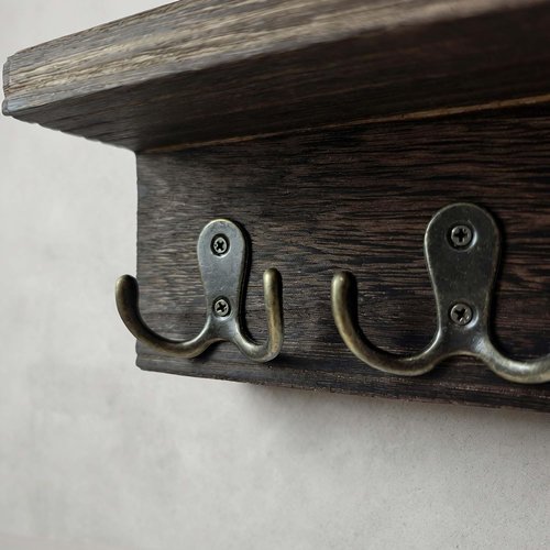 eBun Magnetic Mail Organizer - 2-Pack Solid Wood Wall Mount with 12 Hooks for Easy Entryway Storage