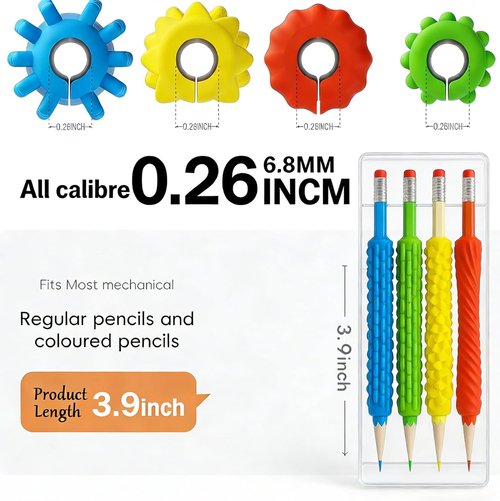 Skiennix 4-Pack Sensory Silicone Pencil Grips - Fidget Sleeves for ADHD & Autism - Anxiety Relief & Focus Tool