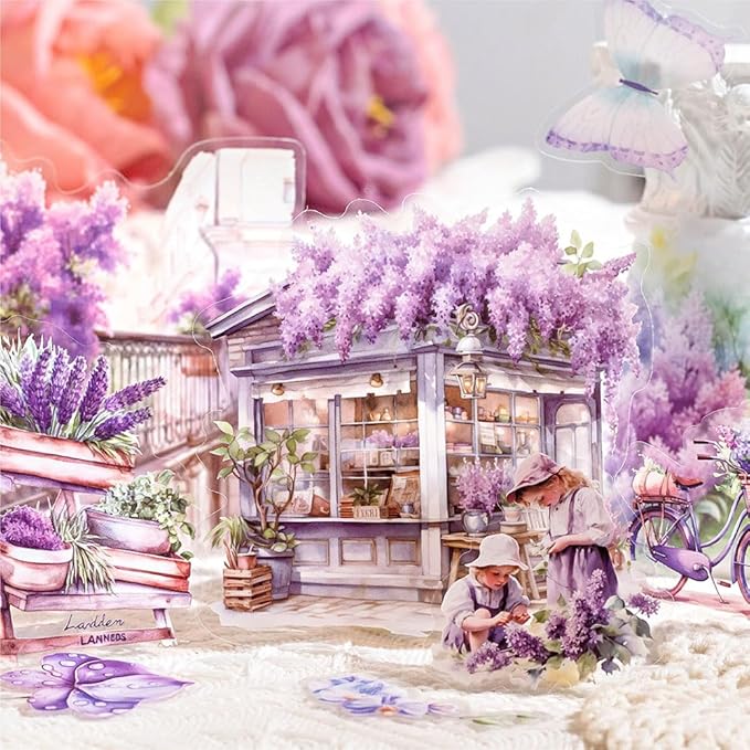 180pcs PET Garden Landscape Scrapbook Paper Journaling Sticker Flower Stickers for Scrapbooking Vintage Stickers Aesthetic Flowers Floral Sticker Pack Junk Journal Decorative Paper Scrapbook Supplies