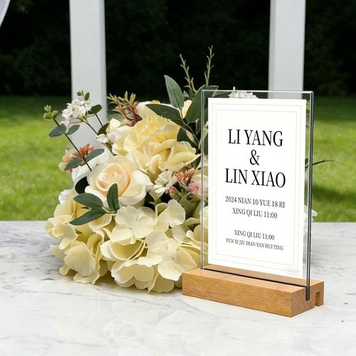 5x7 Inch Acrylic Sign Holder by [Brand Name] - Vertical & Slant Display with Wood Base | 6 Pack