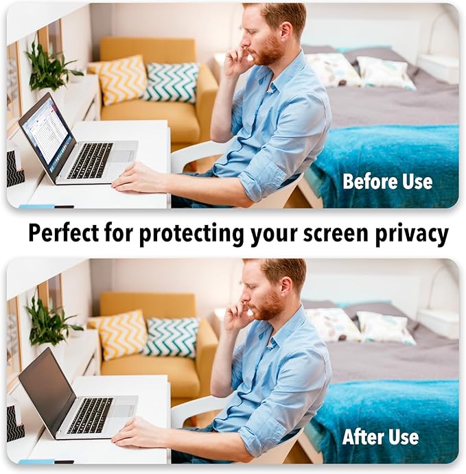 Hoktods 14 Inch 16:9 Laptop Privacy Screen Filter, Computer Monitor Privacy Shield, Anti Scratch Anti Spy Anti Glare Blue Light Screen