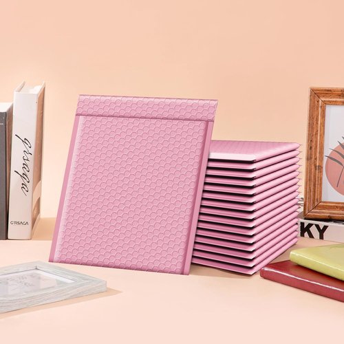 Fuxury Bubble Mailers - Light Pink Self-Seal Padded Envelopes | 8.5x12, 250 Pack, Waterproof Cushioning Bags