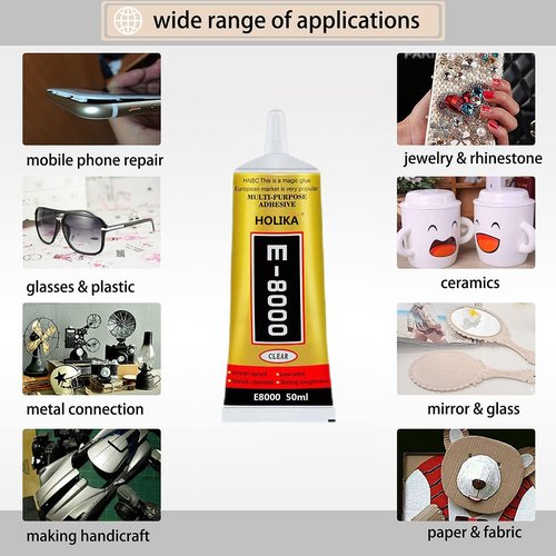 E8000 Jewelry Rhinestones Glue - High Performance Inlay Adhesive with Precision Tip | 50g Craft Glue