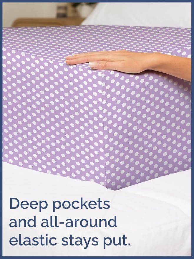 Kids Purple Dots Twin 3 Piece Sheet Set - Boys, Girls, Teens, Toddler - Easy Fit Deep Pockets - Breathable, Hotel Quality Kids Sheets - Machine Washable - Wrinkle Free - Cute, Cozy, Soft - CGK Linens
