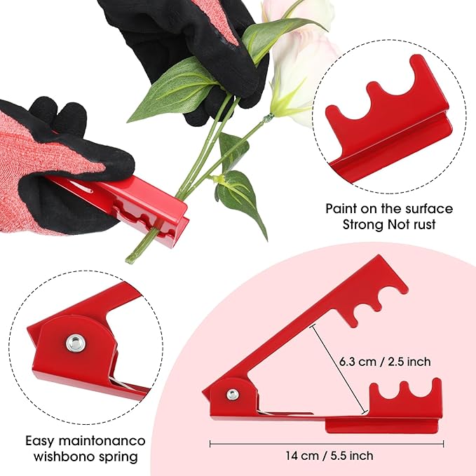WILLBOND Floral Arrangement Kit, Christmas Rose Thorn Stripper Tool Garden Pruning Shears Scissors Rose Thorn Remover Pruner Trimmer Gloves Tapes Florist Garden Tool Gift Kit for Women(Pink)