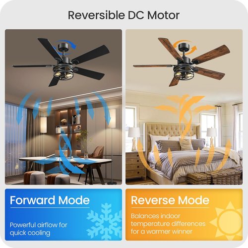 Farmhouse Ceiling Fan - 42 Inch with Remote, Timer & Dual Finish Blades | Rustic Walnut & Black