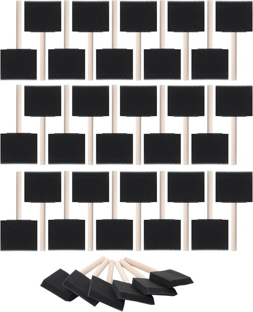 Bates Foam Paint Brushes - 3-Inch Wooden Handle Sponge Brushes for Painting & DIY Projects | 36 Pack