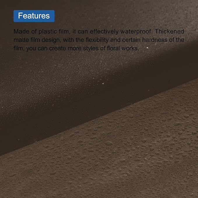 MECCANIXITY Flower Wrapping Fog Paper 22.8x22.8 Inch Waterproof Matte Floral Wrapping Paper for DIY Crafts, Gift/Gift Box Packaging Coffee Color 20 Pcs