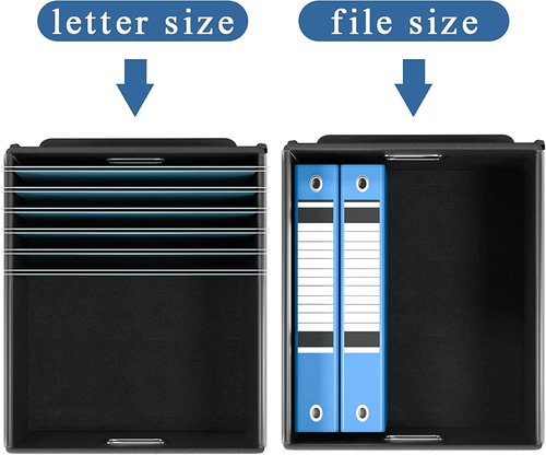 Huolewa File Organizer Box - Collapsible Faux Leather Filing System with Lid | Decorative Home/Office Storage