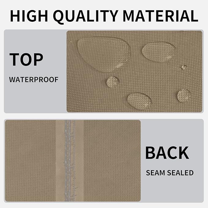Easy-Going Outdoor Fire Pit Cover Rectangle 44" Lx32 Wx24 H, Durable Outdoor Gas Firepit Cover, Waterproof and Weatherproof Cover for Fire Pit, Camel